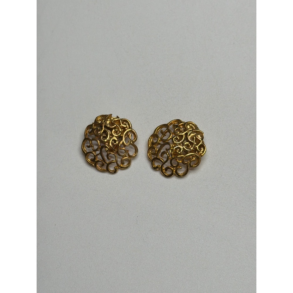 Vintage Gold Tone Bluette Clip On Earrings French‎ Designer Statement Earrings